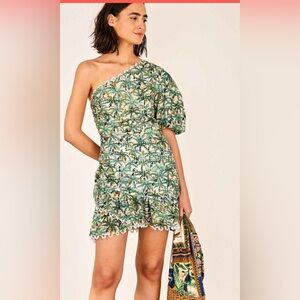Farm Rio mini toucans one shoulder dress